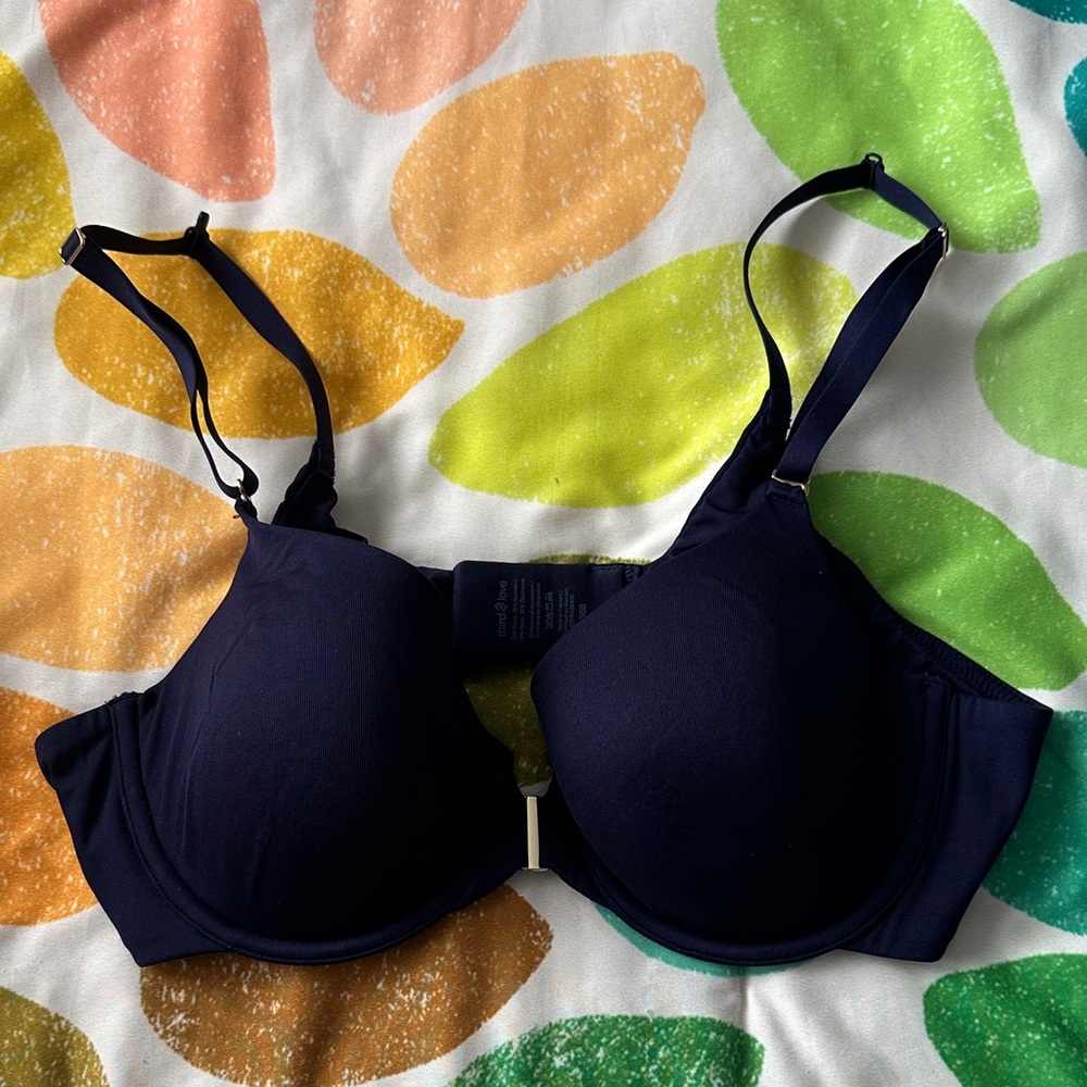 ThirdLove Navy Front-closure T-Shirt Bra with Racerback Option